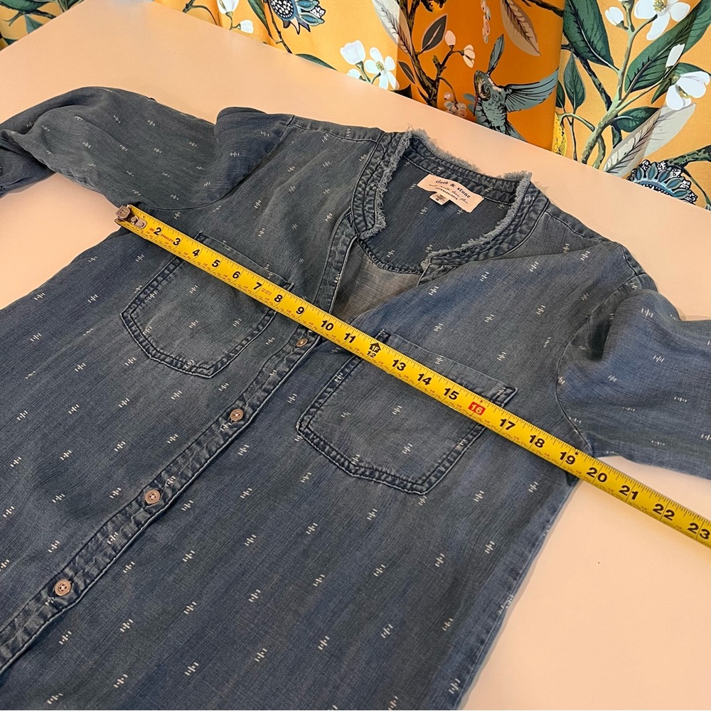 Anthropologie Cloth & Stone MaryLou Chambray Shirtdress Women’s Sz M coastal - Picture 6 of 7